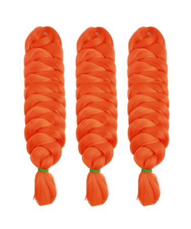 MapofBeauty Wholesale 3pcs Ombre Colors Crochet Jumbo Braid Braiding Hair Extension (Fluorescent Orange)