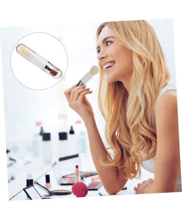 Telescopic Makeup Brush | Dual-Head Foundation & Blush Brush for Flawless Application | 13.5x2.6cm - Silver - Buy Online on SooperMarket.com