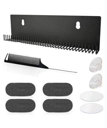EHDIS Hair Extension Holder Kit including Bangs Hair Pad and Comb Hair Wig Storage U Shape Wall hung Type Hair Color Style Display Holder Stainless steel with holes Black