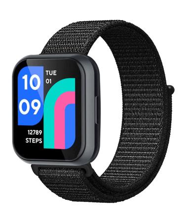 Nylon Sports Bands for Wyze Watch 44 47mm, Adjustable Sports Loop Replacement Strap Wristbands Compatible with Wyze Smart Watch Black