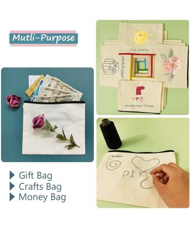 Buy 12-Piece DIY Blank Fabric Bags - Versatile Travel & Cosmetic Bags Perfect Bridesmaid Gifts Beige Canvas Pencil Cases - Buy Online on SooperMarket.com