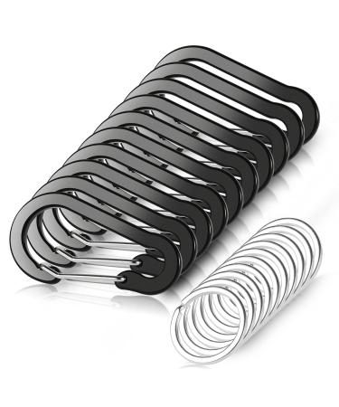 10 PCS Mini Carabiner Clips with Key Rings Aluminum D Shape Locking Carabine Keychain for Camping Traveling Hiking Keychains Keyring Outdoor