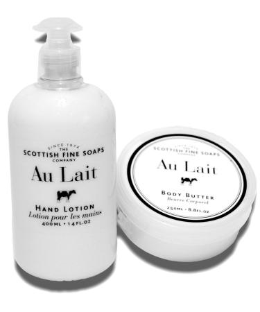 Au Lait Hand Lotion Pump 14. Oz. & Nourishing Body Butter 8.8 Oz.