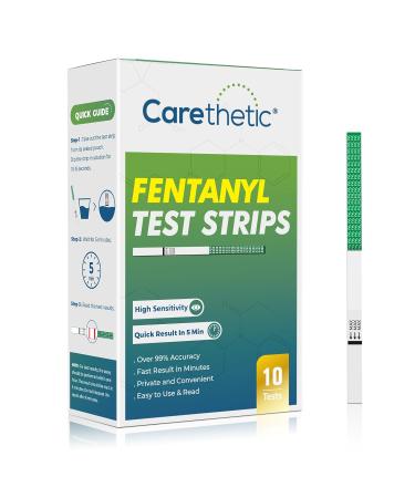 Fentanyl Test Strips 10 Pack - High Sensitivity Rapid Detection Kit - Carethetic Fentanyl Testing - Easy to Use & Read - Buy Online on SooperMarket.com