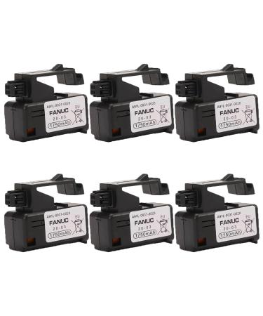 WELLVEUS 6 Pack A98l-0031-0028 PLC 3V 1750mAh for Fanuc A98l-0031-0028 Battery A02b-0309-k102