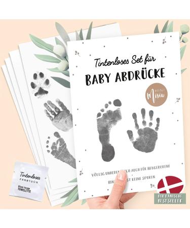 Perfect baby gifts: Inkless baby print set | +8 prints | Baby handprint & footprint set | Newborn baby set | Baby stuff | Safe & chemical-free | Danish quality from MINI Misiu