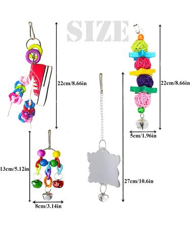 Bird Parakeet Cockatiel Toy Set - 19 Pcs Bird Cage Swing, Hammock, Chewing Toys & Wooden Perches for Conures, Love Birds, Finches, Budgies - Buy Online on SooperMarket.com