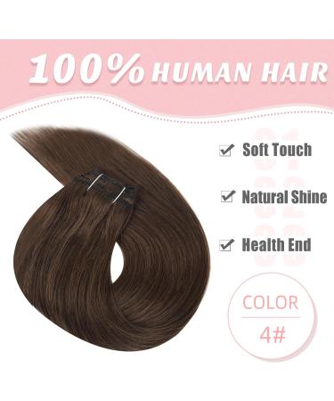 Dark Brown Seamless Clip in Human Hair Extensions - 12 Inch (60g), 7 Pieces Natural Thick Weft Hair Extensions for Women - 4 - Buy Online on SooperMarket.com