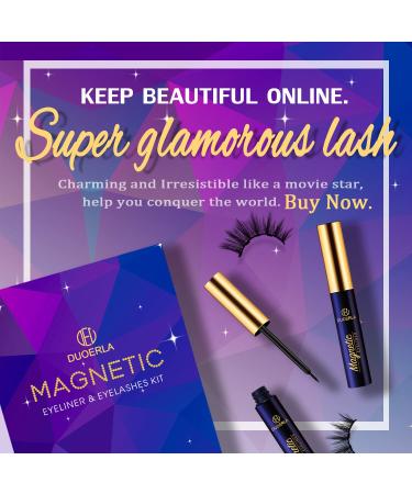 DUOERLA Magnetic Eyelashes with Eyeliner Kit - 10 Pairs Reusable 3D 5D False Eyelashes - Easy to Use Magnetic Lashes Set for Natural Look - Buy Online on SooperMarket.com
