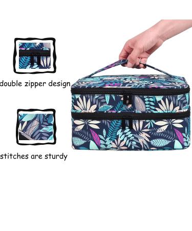 LYFFXYH Nail Polish Carrying Case - Portable Double-Layer Storage Bag for 42 Bottles (15ml) - Green Leaf Design - Ideal for Organizing Nail Polish and Manicure Set - Buy Online on SooperMarket.com