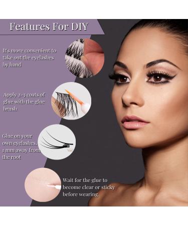 DIY False Eyelashes 45 Cluster Lashes | C Curl Reusable Soft Individual Lashes | Natural Look with Clear Glue | Strong Hold 10-16MM | Fluffy and Reusable - DM01-Natural - Buy Online on SooperMarket.com