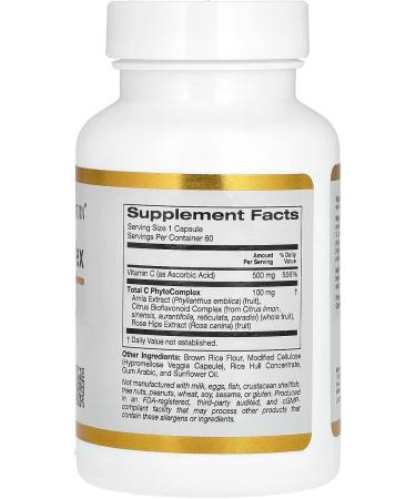 Total C Complex Compatible With California Gold Nutrition 500 mg 60 Veggie Capsules + Bonus Pill Organizer Weekly Pill Organizer Mini - Buy Online on SooperMarket.com