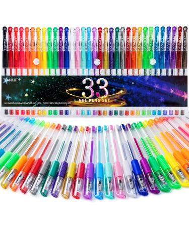 TANMIT Gel Pens  33 Color Gel Pen Fine Point Colored Pen Set with 40% More Ink for Adult Coloring Books  Drawing  Doodling  Scrapbooks Journaling
