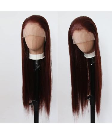 Long Straight Reddish Brown Lace Front Wig - Heat Resistant Synthetic Hair for Black Women - Cosplay and Daily Wear - Buy Online on SooperMarket.com