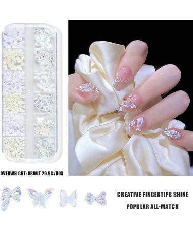 3D Nail Charms 2 Boxes Multi-Shape Aurora Bow Butterfly Flower Nail Art Charms Nail Pearls Rhinestone Caviar Beads Crystal Nail Gems for Nail Art Decoration DIY Crafts (A) - Buy Online on SooperMarket.com