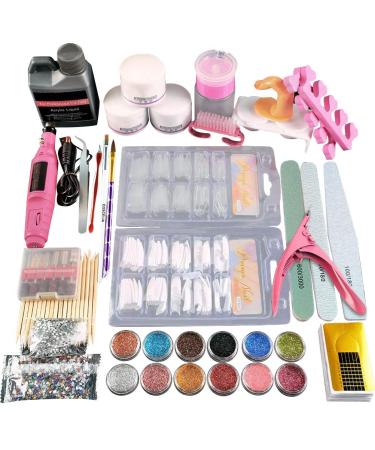 Enkomy Acrylic Nail Set Nails Full Kit DIY Nail Art Starter Set Nail Set Women