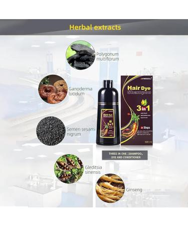 Brown Hair Dye Shampoo - 3-In-1 Instant Coloring & Gray Hair Coverage - 500mL - Herbal Formula for Men and Women - Buy Online on SooperMarket.com