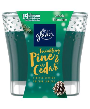 Glade Scented Candle Twinkling Pine & Cedar 1-Wick Candle Air Freshener Infused with Essential Oils for Home Fragrance 1 Count (Packaging May Vary)