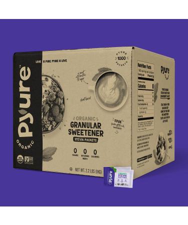 Pyure Organic Stevia Packets - White Sugar Substitute | Zero Carb Zero Sugar Zero Calorie Sweetener | Plant-Based Stevia for Keto Coffee | 1000 Count - Buy Online on SooperMarket.com