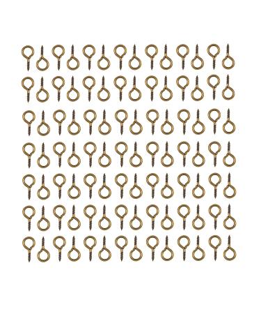 HUIHUIBAO 100 Pieces Small Screw Eyes Pin Hook for Jewelry for Jewelry Making Findings DIY Crafts, 6 x 13mm (Antique Bronze)