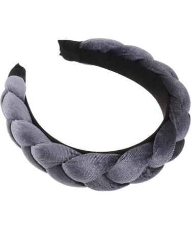 Braid Headband Hair Bands for Braids Elastic Braided Headbands for Women Knotted Headband for Women Black Headbands for Women Plush Velvet Wig Fabric gray - Buy Online on SooperMarket.com