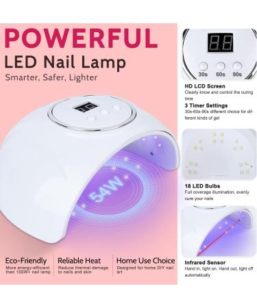 Lavender Violets 48-Piece Gel Polish Set with 54W Nail Lamp - Autumn Colours Starter Kit | Includes Nail Art Brush, Base Coat, Matte Top Coat, and No Wipe Top Coat | Q975 Q973 - Buy Online on SooperMarket.com