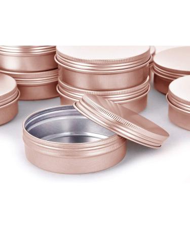 20 Pcs Rose Gold 0.5-Ounce Aluminum Tin Jars - Refillable Containers for Cosmetic, Lip Balm, Cream - 15 ml Screw Lid Round Tin Bottles - Buy Online on SooperMarket.com