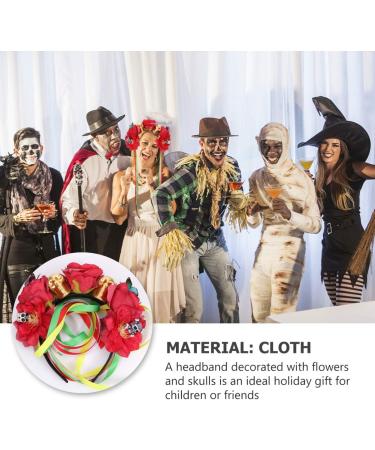 Minkissy Halloween Flower Headband Mexican Rose Flower Crown Skull Headpiece dia de los muertos Flower Crown (Red) - Buy Online on SooperMarket.com