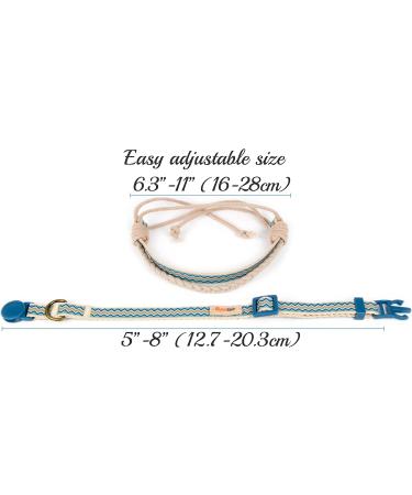 Pettsie Cat Kitten Collar - Breakaway Safety & Friendship Bracelet - Durable 100% Cotton - Adjustable with D-Ring - Blue - Gift Box Included - Buy Online on SooperMarket.com