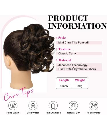 REECHO 9 Classic Loose Curly Wavy Claw Clip Ponytail Extension - Dark Brown with Highlights - Buy Online on SooperMarket.com