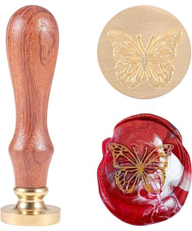 Craspire Butterfly Wax Seal Stamp 25mm - Retro Wood Handle for Envelopes & Invitations - Wedding Decor & Bottle Embellishment - Buy Online on SooperMarket.com