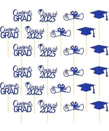 Facynde Graduation Cupcakes Choice | 24 Pack Graduation Cupcake Toppers 2023 Graduation Cake Toppers Glitter Congrats Grad Cake Topper Graduation Blue - Buy Online on SooperMarket.com