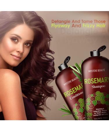 Mystere Beaute Rosemary Shampoo and Conditioner Set - Promotes Hair Growth & Scalp Health - Volumizing Formula - Sulfate & Paraben Free - 16 fl oz each - Buy Online on SooperMarket.com