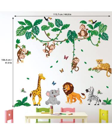 DECOWALL DSL-8069 Jungle Animals Cartoon Wall Stickers - Safari Decals for Nursery & Kids Room Wall Decor - Buy Online on SooperMarket.com