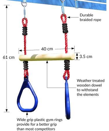 Lily's Things Trapeze Swing Bar with Gymnastic Rings - Ninja Warrior Accessories for Kids - Easy Attachment to Home Playground Equipment - Buy Online on SooperMarket.com