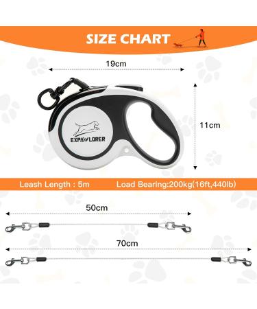 EXPAWLORER Chew Proof Retractable Dog Lead - Dual Extendable Reflective Lead for 2 Dogs, 5M Heavy Duty Double Lead for Small, Medium & Large Dogs - Buy Online on SooperMarket.com
