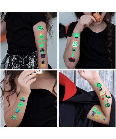 120 Styles Luminous Temporary Tattoos for Kids Party Supplies - Glow in the Dark Decorations & Birthday Favors - 20 Sheets Total with Halloween Stickers - Buy Online on SooperMarket.com