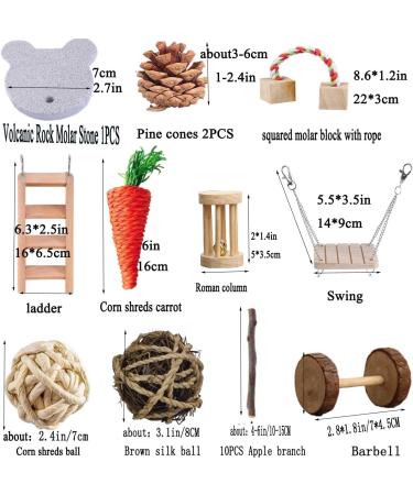 ACLUYSKA 21PCS Hamster Guinea Pig Toys | Small Animal Activity Chew Accessories | Apple Wood Ladder Bell Roller | Teeth Care for Dwarf Hamsters, Rats, Chinchillas, Gerbils, Bunnies - Buy Online on SooperMarket.com