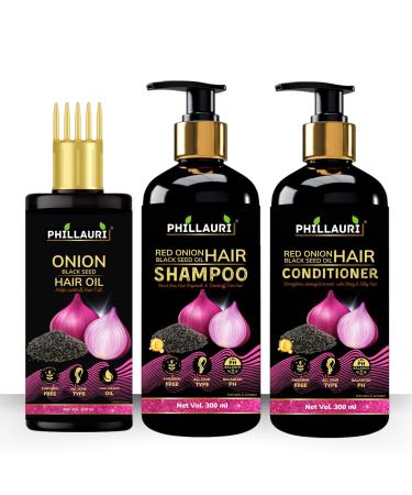Anti Hair Fall Express Spa Range Hair Care Set: Onion Oil for Hair Growth Shampoo de Cebolla Onion Conditioner Champu de Cebolla y Romero con Biotina