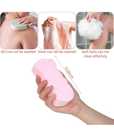 4-Pack Ultra Soft Exfoliating Bath Body Shower Sponges with Hooks - Reusable Dead Skin Remover for Children and Adults (Blue Pink Grey White) - Buy Online on SooperMarket.com