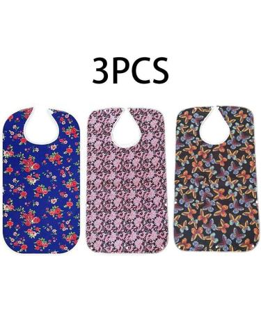 Adult Bibs for Eating with Crumb Catcher 3pcs Waterproof Reusable Clothing Protectors for Elderly Women - Buy Online on SooperMarket.com