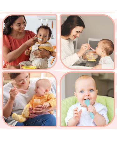 6Pcs Silicone Baby Spoons Set - Feeding & Training Toddler Cutlery - Morandi Pink/Blue/Green, Light Pink/Blue, Grey - Buy Online on SooperMarket.com