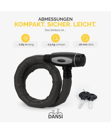 Dansi Tank Lock Bicycle - Theft Protection with 2 Keys | Secure Bike Lock for E-Bikes & More | 18 x 850 mm - Buy Online on SooperMarket.com