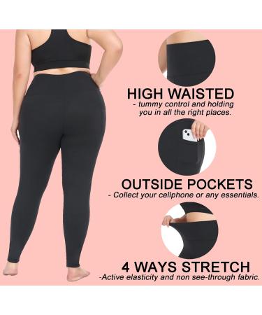 yeuG Women's Plus Size High Waist Tummy Control Leggings with Pocket - 2 Pack, XX-Large - Buy Online on SooperMarket.com
