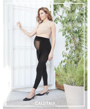 Calzitaly Maternity Footless Tights Black 100 DEN | Made in Italy | Pregnancy Leggings | Size Small - Buy Online on SooperMarket.com