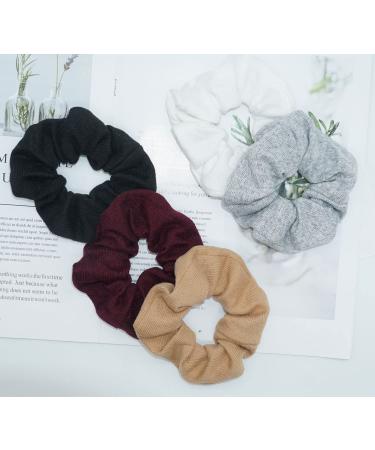 Soft Knitted Scrunchies Dark Colors - Cotton Hair Ties for Women - Buy Online on SooperMarket.com