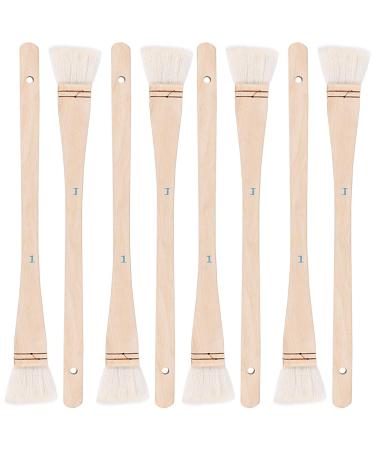 ZEONHEI 8 PCS 1 Inch Flat Hake Brushes  Soft Goat Hair Brush and Hake Paint Brush with Solid Wooden Handle  Hake Brush Set for Watercolor Pottery Painting Arts 8 1 Inch