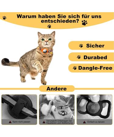 Mouyou Airtag Cat Neck Band | Adjustable Soft Nylon Collar with Bell & Safety Clasp | Orange Gradient Pattern | Fits 22-34cm - Buy Online on SooperMarket.com