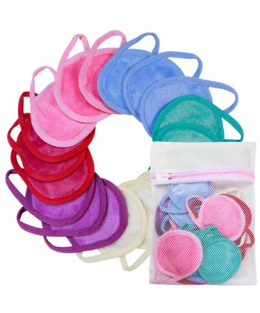 NUGILLA | 18 Packs Reusable Makeup Remover Pads with Washable Laundry Bag | Microfiber Cleansing Facial Rounds Wipes Eyes/Lips Clean for Women Men | Eco-Friendly Gifts