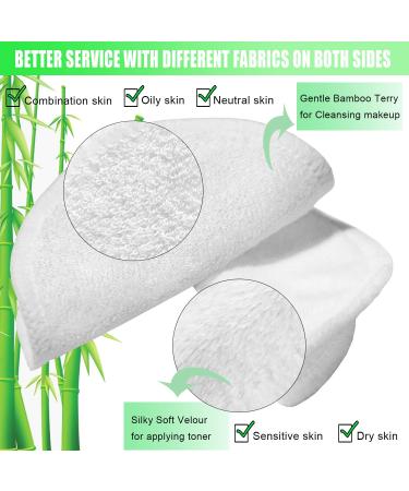 PINOWU 16 Pack Reusable Bamboo Makeup Remover Pads with Laundry Bag - Organic Cotton Rounds for Facial Cleansing - Chemical-Free Bamboo Velour - White - Buy Online on SooperMarket.com